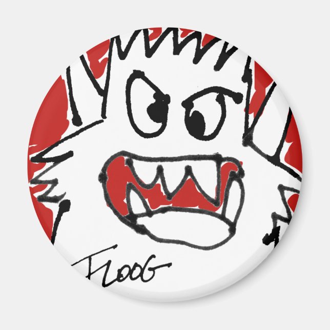 Aimant Monstre caricature rouge (Devant)