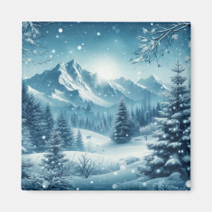 Aimant Montagne d'hiver de neige