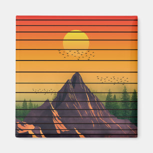AIMANT MONTAGNE NATURE VINTAGE COUCHER DE SOLEIL