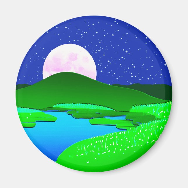 Aimant Montée de la Pleine lune sur les collines vertes (Devant)