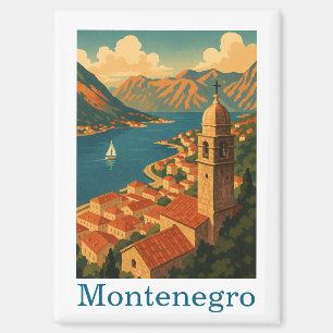 Aimant Monténégro vintage Kotor Bay Balkan Travel