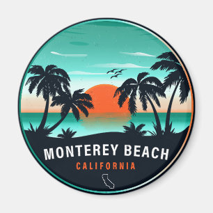 Aimant Monterey Beach California Retro Sunset Souvenirs