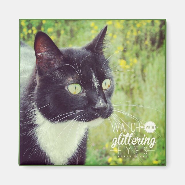 Aimant Montre Avec Des Yeux Étincelants Chat (Devant)