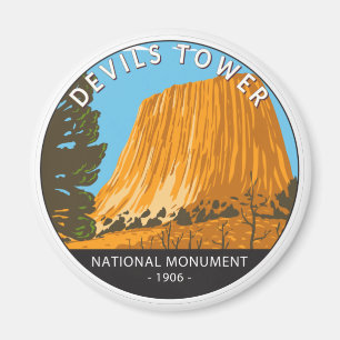 Aimant Monument national de la tour Devils Wyoming Vintag