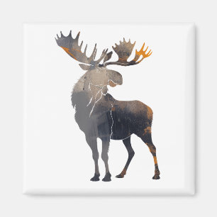 Aimant Moose Wildlife Nature Illustration Silhouette Joy