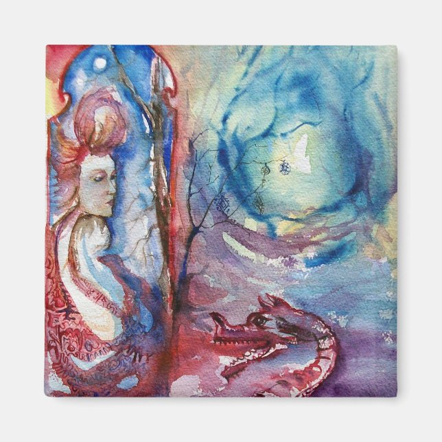 Aimant MORGANA / Magie et mystère, Imaginaire bleu rose (Devant)