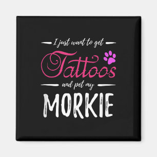 Aimant Morkie Amoureux des chiens Tattoo Funny Chien Mama