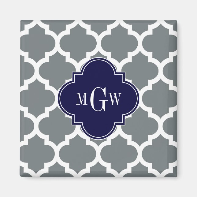 Aimant Moroccan Charcoal White #5 Navy 3 Monogram initial (Devant)