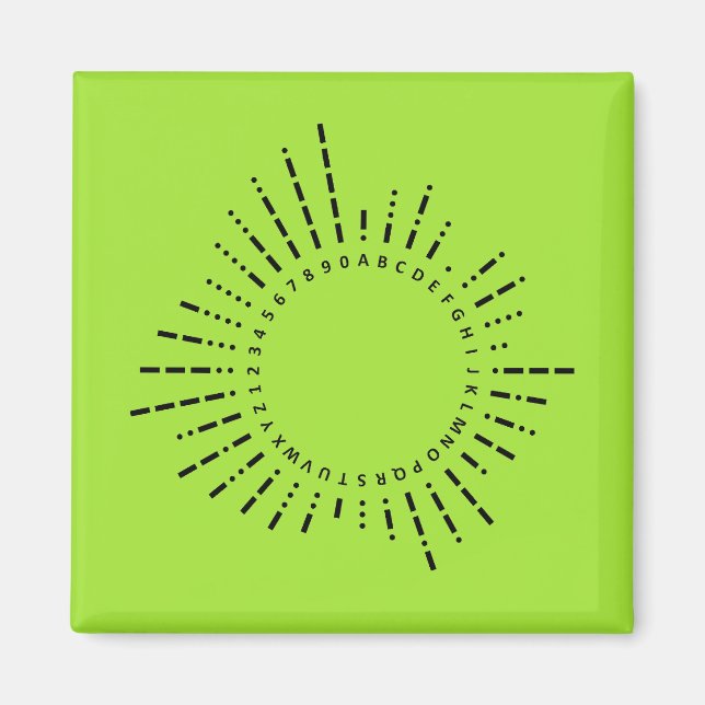 Aimant Morse Code Alphabet – Neon Lime Tech (Devant)