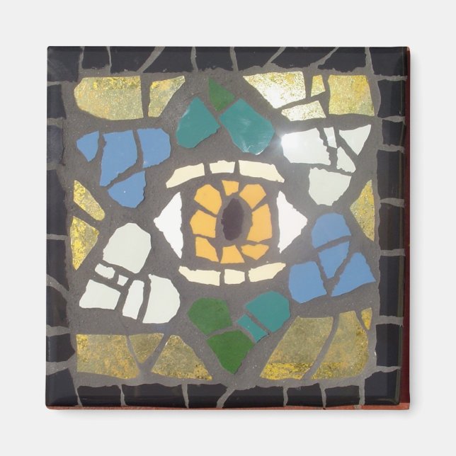 Aimant Mosaic Hearts Star de David avec le mal oeil (Devant)