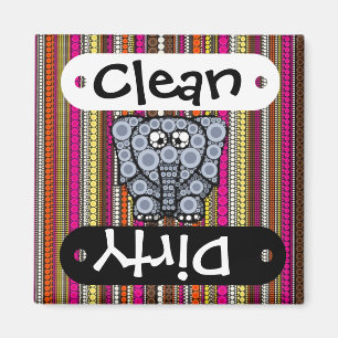Aimant Mosaïque circulaire d'éléphant funky avec des rayu