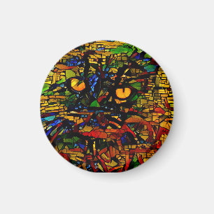 Aimant Mosaïque colorée Chat Art Prin