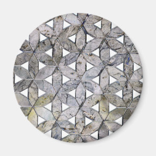 Aimant Mosaïque de pierre grise naturelle, fleur de vie