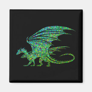 Aimant Mosaïque Extraordinaire de dragon vert