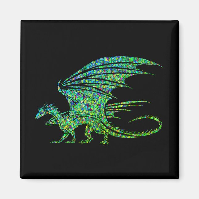 Aimant Mosaïque Extraordinaire de dragon vert (Devant)
