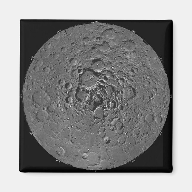 Aimant Mosaïque lunaire de la région polaire nord du m (Devant)