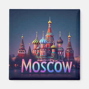 Aimant 🧲 Moscou Russie Voyage Mémoire Effet néon