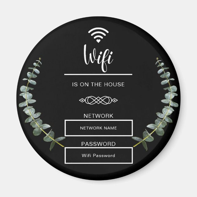 Aimant Mot de passe Wifi noir et blanc pour la maison (Devant)