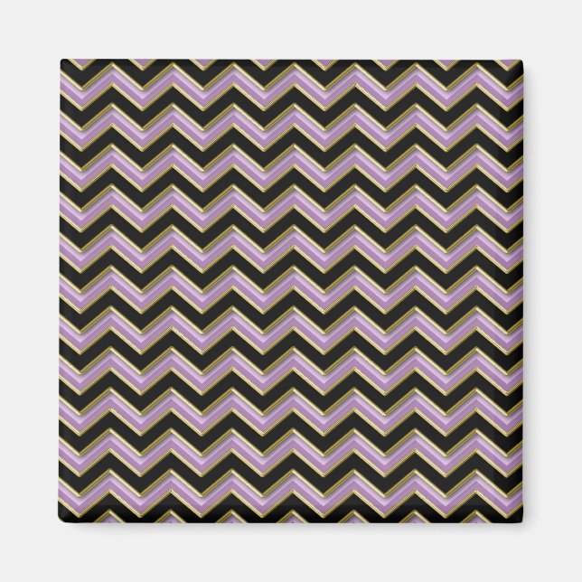 Aimant Motif Amethyst Gold Black Zigzag (Devant)
