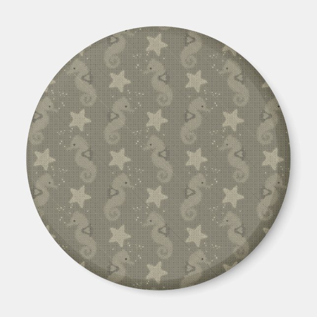 Aimant Motif Antique Seahorse Et Starfish (Devant)