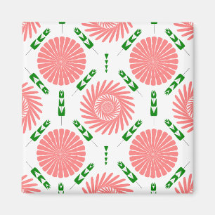 Aimant motif aux fleurs roses