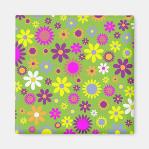 Aimant Motif d'alimentation de fleurs vert brillant