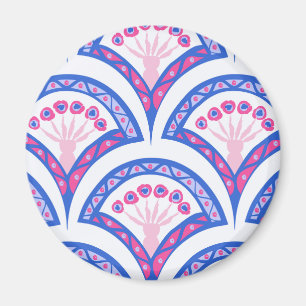 Aimant motif damassé floral bleu