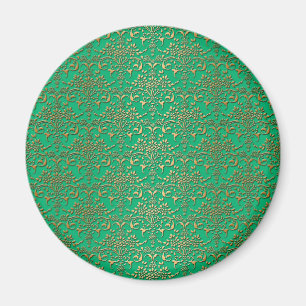 Aimant Motif damassé vert et or élégant