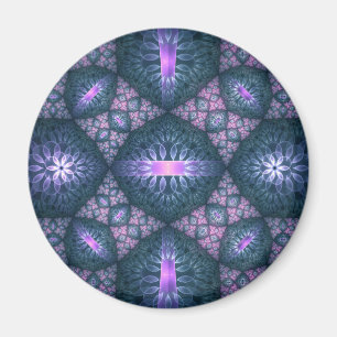 Aimant motif d'art fractal 3D Turquoise violet rose