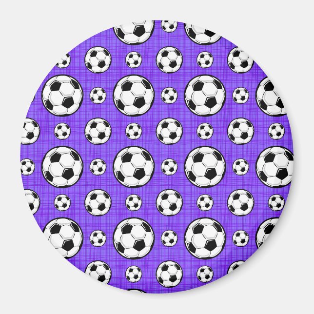 Aimant Motif de balle de football violet et blanc (Devant)