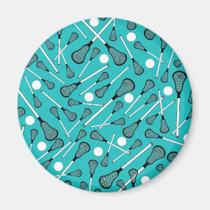 Aimant Motif de bâtons de lacrosse de turquoise