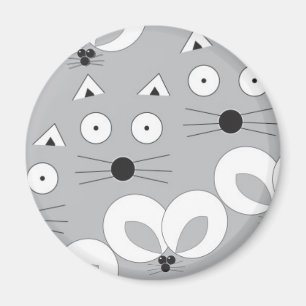Aimant Motif de chat et souris gris