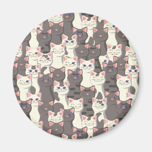 Aimant Motif de chats blancs et gris