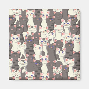Aimant Motif de chats blancs et gris