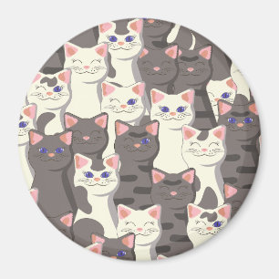 Aimant Motif de chats blancs et gris