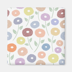Aimant Motif de fleurs floues Lg Pastels sur fond blanc