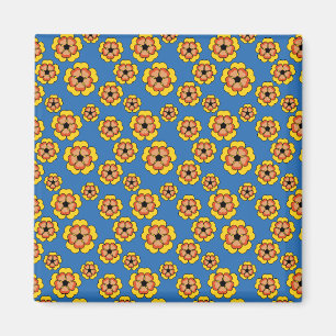 Aimant Motif de fleurs orange jaune