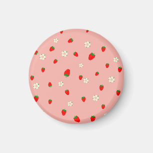 Aimant Motif de fraises et de fleurs