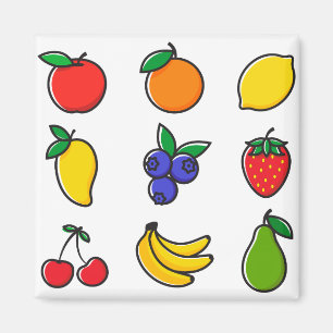 Aimant Motif de fruits mélangés colorés