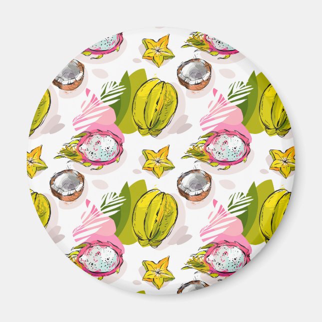 Aimant Motif de fruits texturés à main libre (Devant)