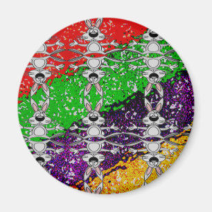 Aimant Motif de lapin coloré sauvage