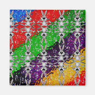 Aimant Motif de lapin coloré sauvage