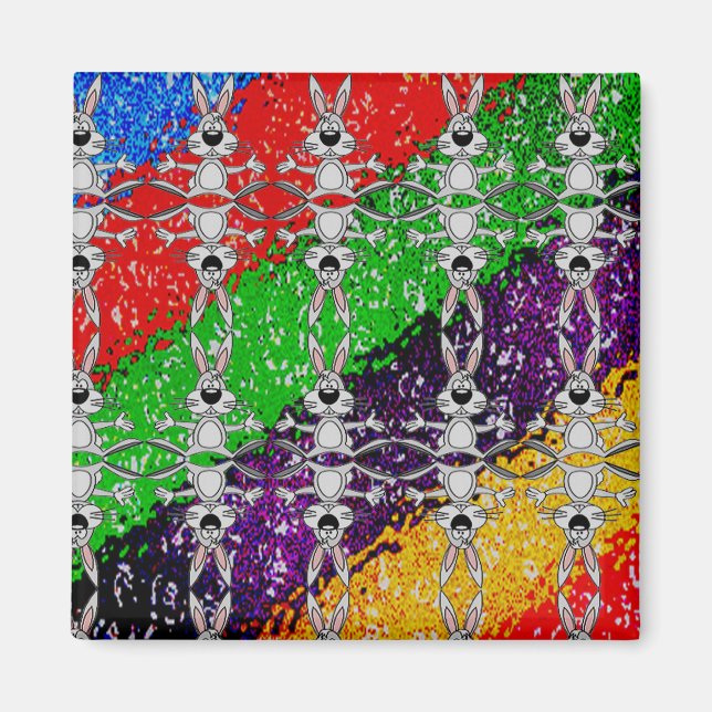 Aimant Motif de lapin coloré sauvage (Devant)