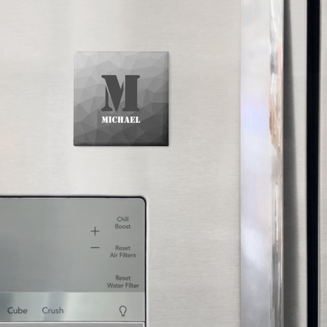 Aimant Motif de maillage géométrique gris clair (In situ (réfrigérateur))