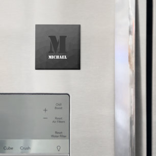 Aimant Motif de maille géométrique gris foncé Monogramme