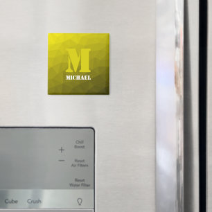 Aimant Motif de maille géométrique jaune Monogramme