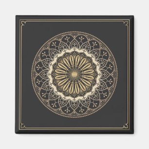 Aimant Motif de mandala arabesque doré