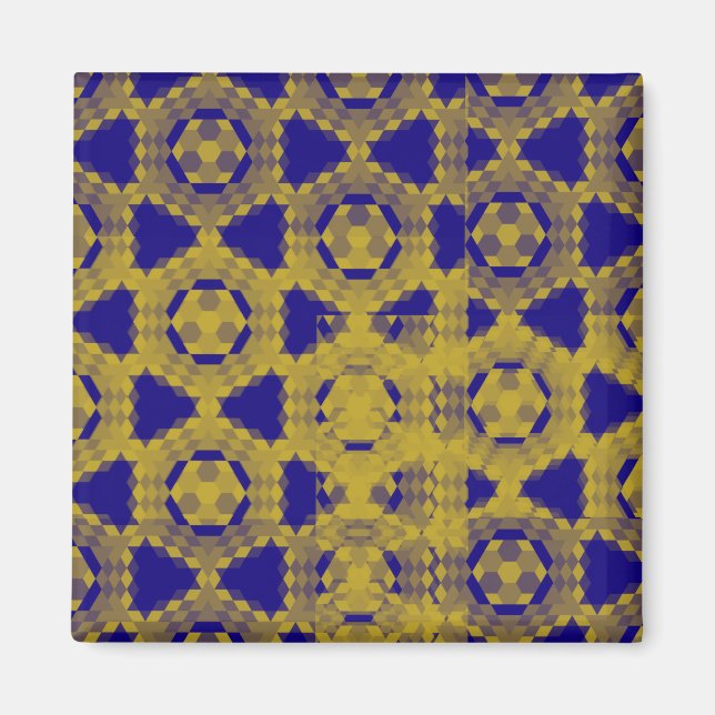 Aimant Motif de mode contraste bleu et jaune (Devant)