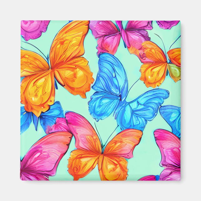 Aimant Motif de papillons colorés (Devant)