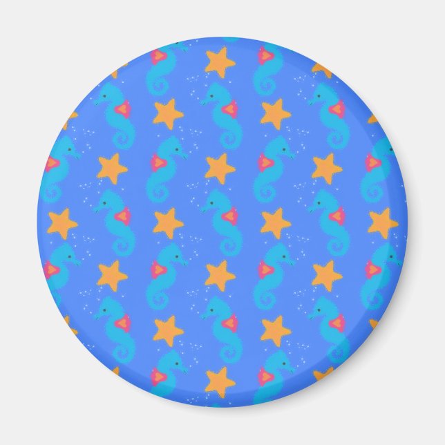 Aimant Motif De Seahores Bleues Et De Starfish (Devant)